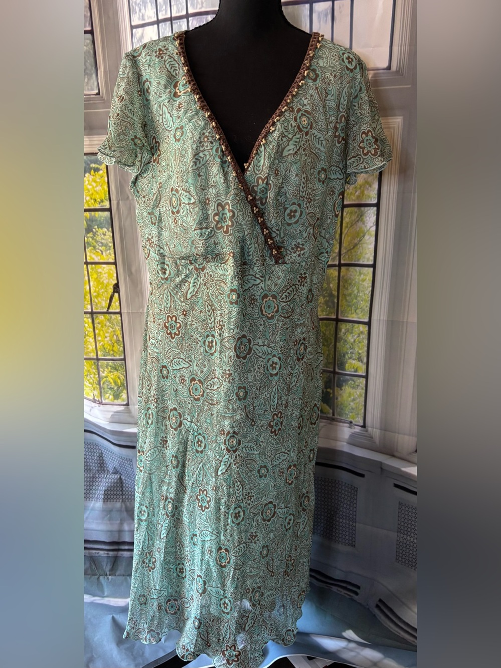 Vintage Believe Floral Teal Wrap-Style Women’s Dress
